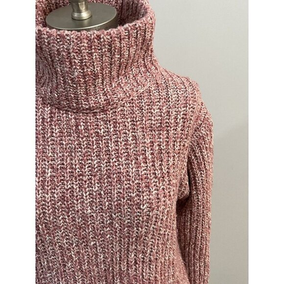 Point Sur Cable Knit Turtleneck Sweater Small Pink White Pullover Cotton - Picture 4 of 6